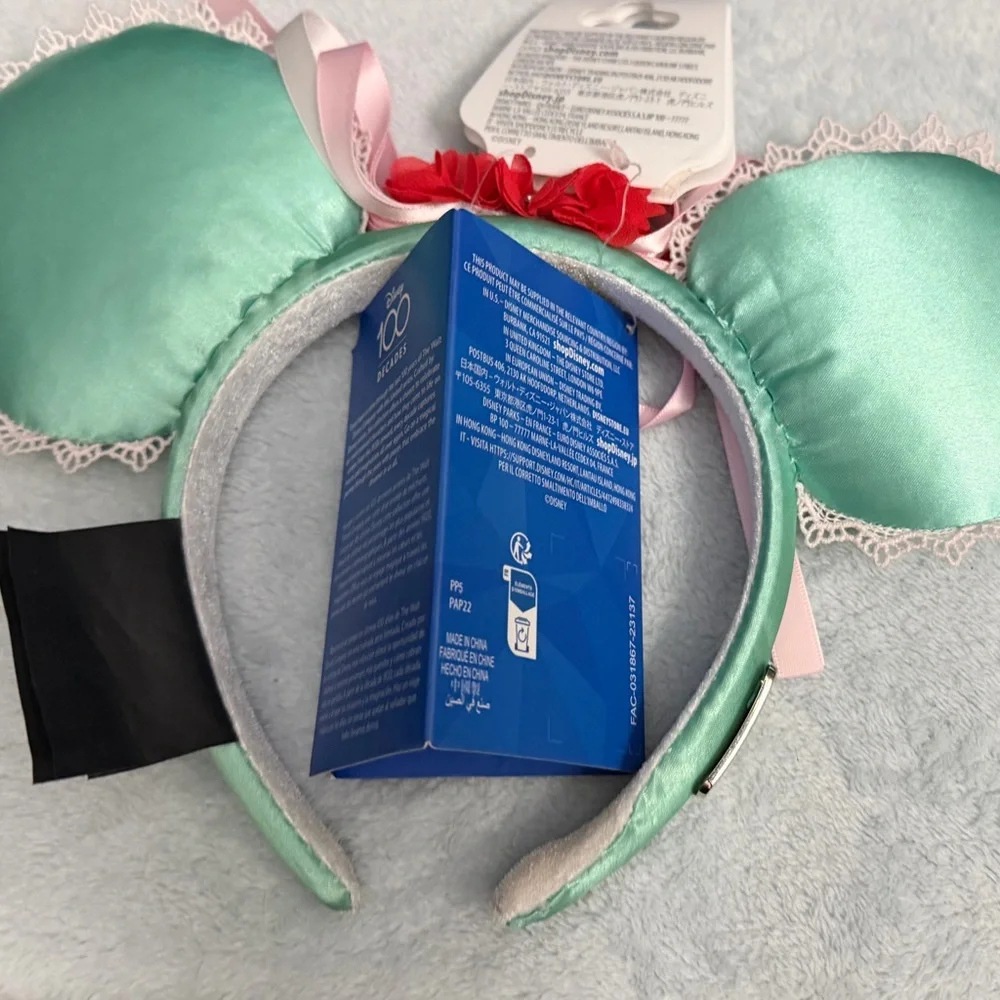 Disney Giselle Mint Satin Floral Ear Headband Limited Edition NWT - Picture 2 of 3
